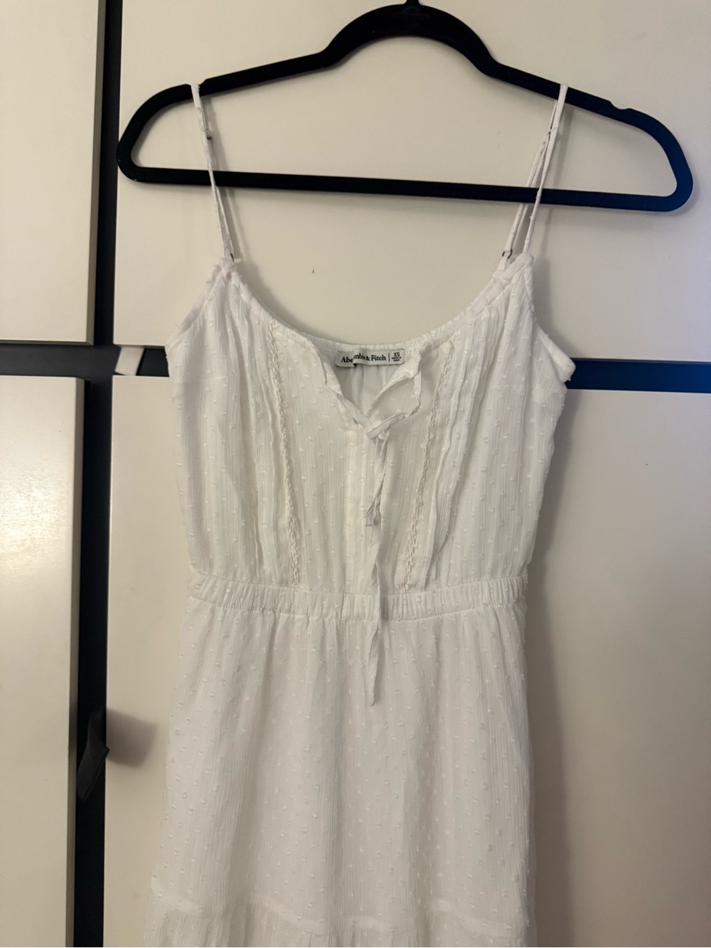 Abercrombie & Fitch White Textured Spaghetti-Strap Mini Dress